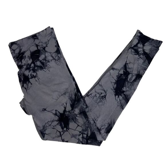 Yoga Leggings Grey Black Marble Tie Dye Junior Size Large - Picture 7 of 11
